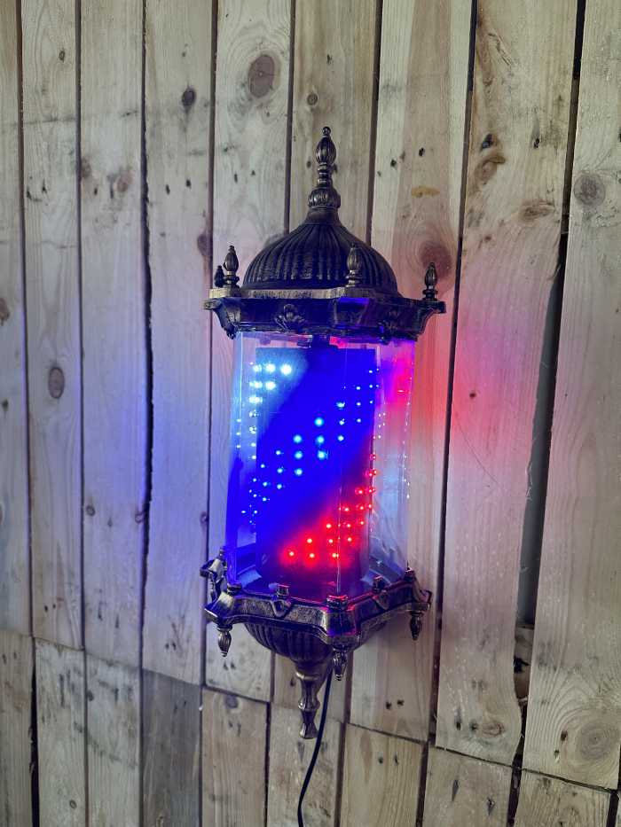 POSTE POLO BARBERIA DORADO LED GIRATORIO