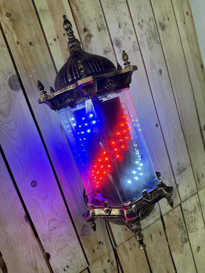 POSTE POLO BARBERIA DORADO LED GIRATORIO