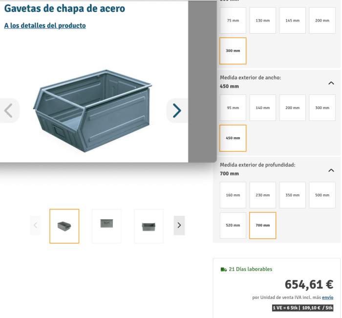 GAVETA METÁLICA APILABLE GRANDE