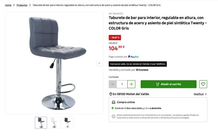 TABURETE GRIS DE REGULABLE EN ALTURA