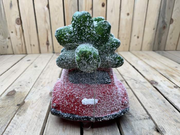 COCHE NAVIDEÑO CON ARBOL ROJO 39CM