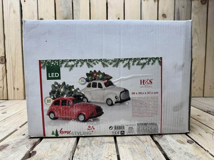 COCHE CON ARBOL NAVIDAD BLANCO