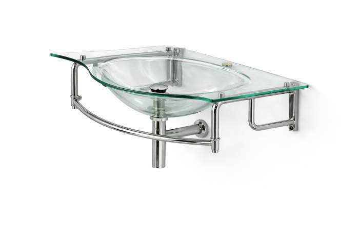PICA LAVAMANOS CRISTAL 95CM CON SOPORTES - QrBox.es