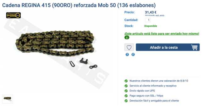 CADENA REFORZADA REGINA APRILIA FUTURA AF1