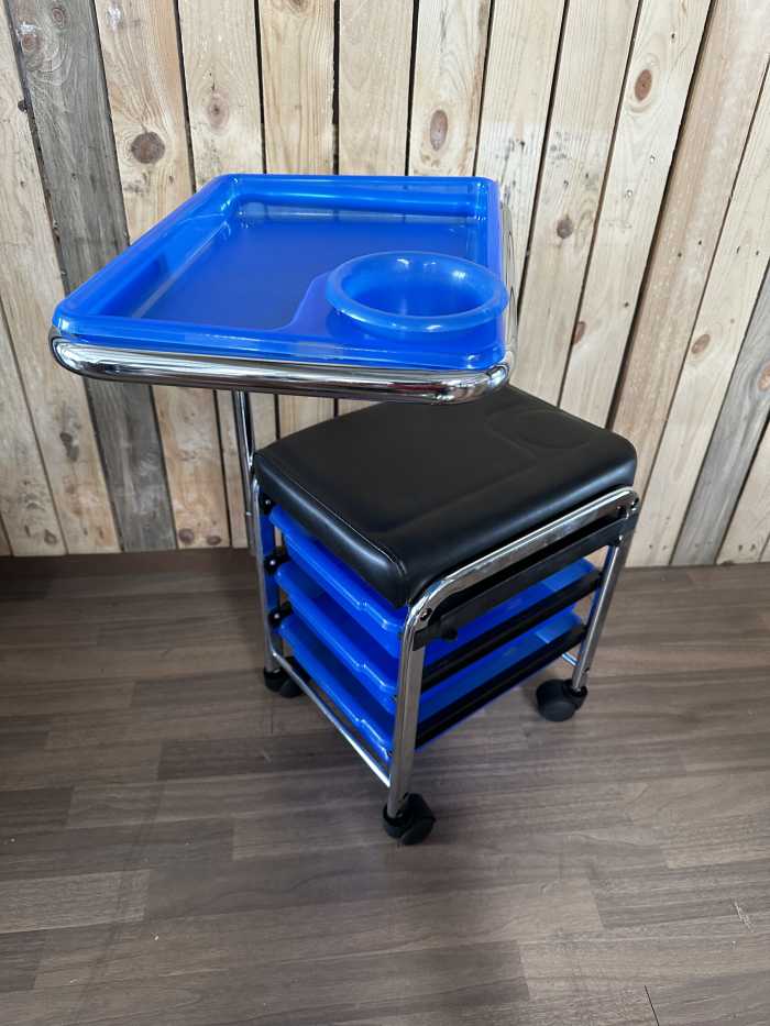 CARRITO NEGRO MANICURA BANDEJAS AZULES