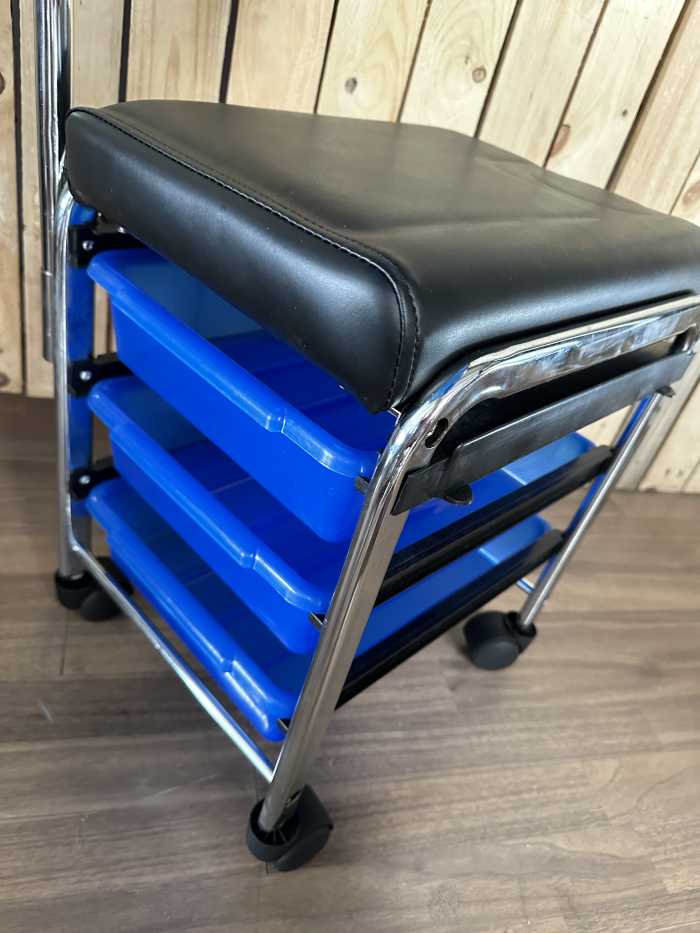 CARRITO NEGRO MANICURA BANDEJAS AZULES