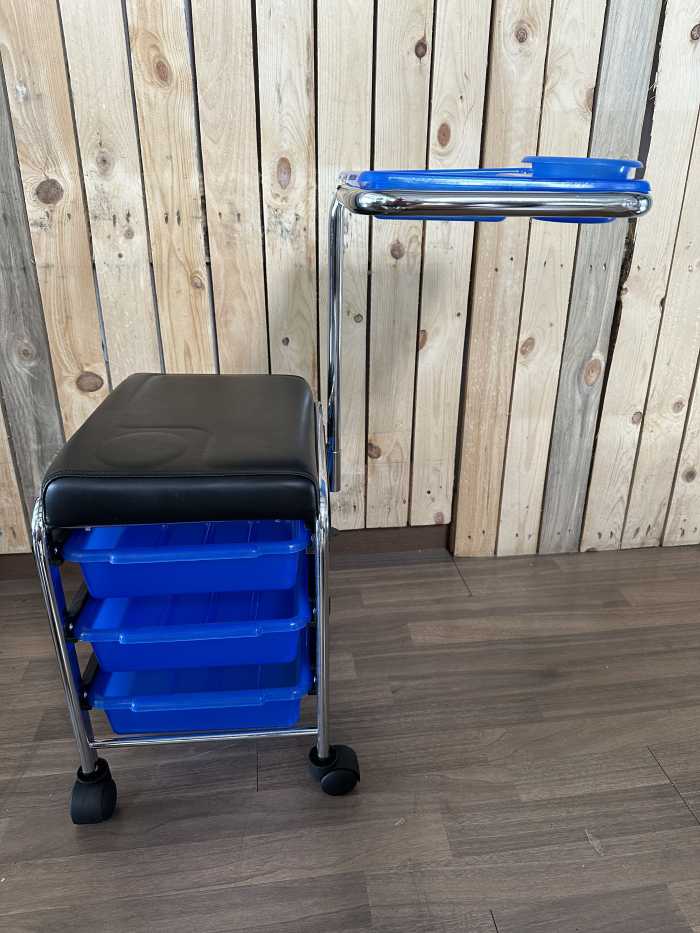 CARRITO NEGRO MANICURA BANDEJAS AZULES