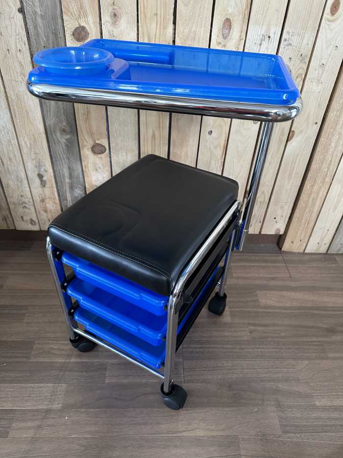 CARRITO NEGRO MANICURA BANDEJAS AZULES