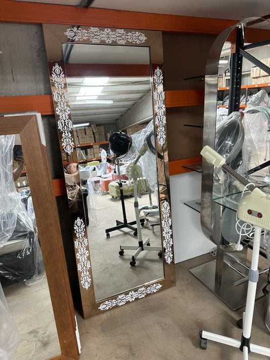 ESPEJO COBRE CON DETALLES BLANCOS REF.43 - QrBox.es