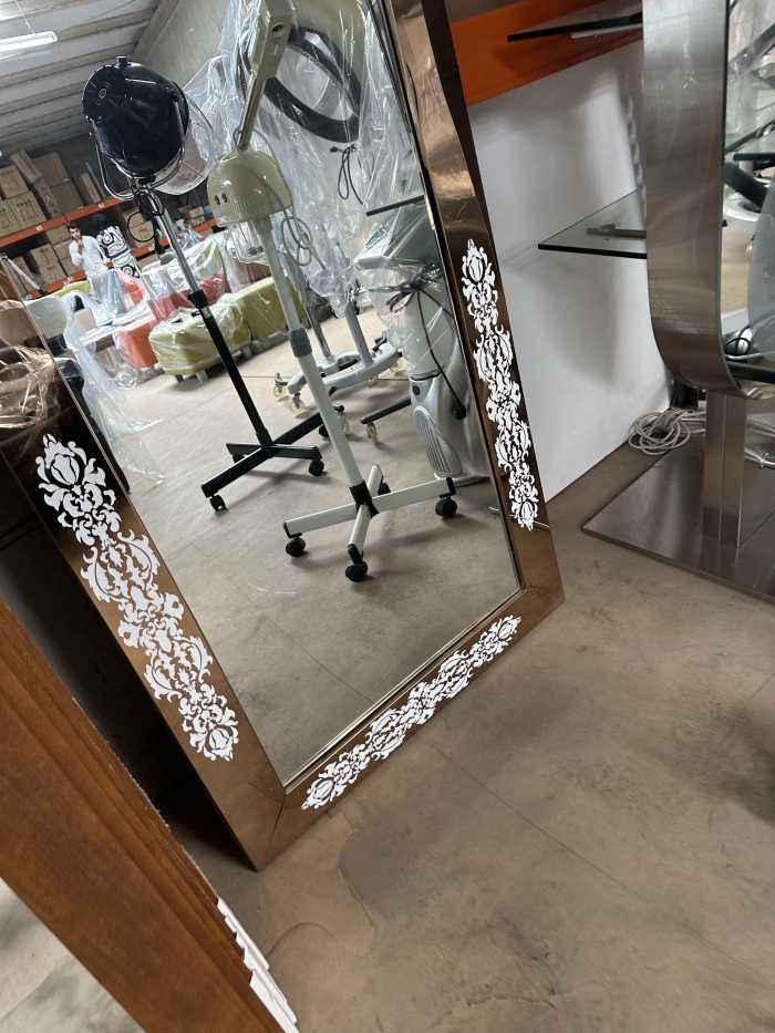ESPEJO COBRE CON DETALLES BLANCOS REF.43 - QrBox.es
