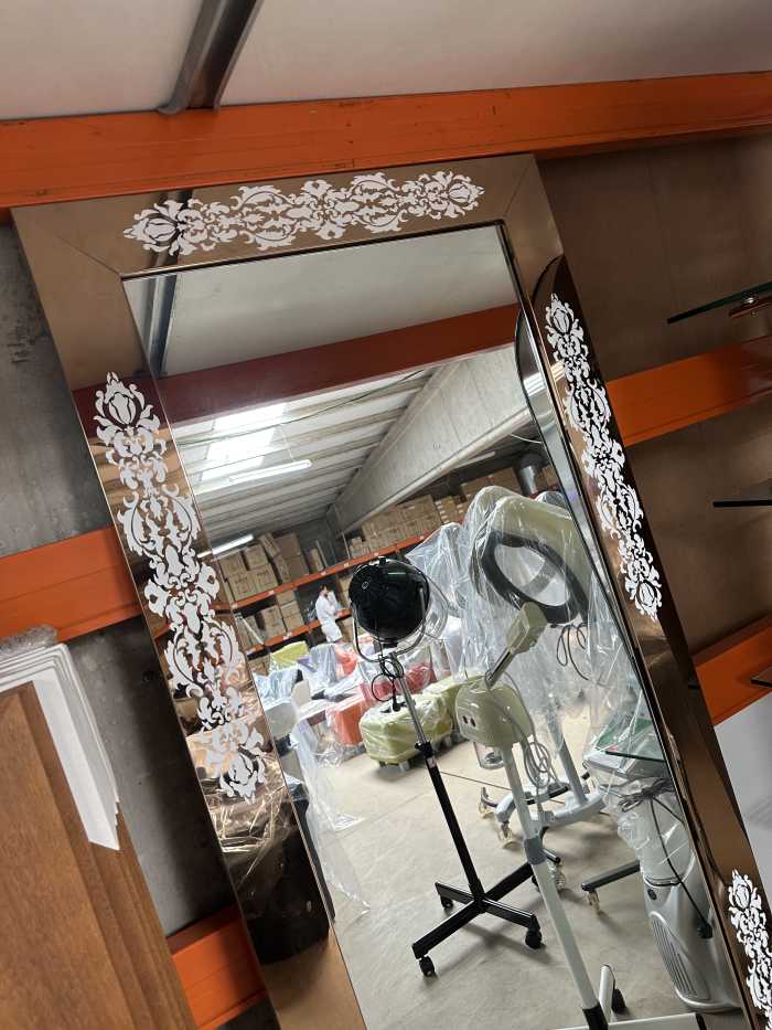ESPEJO COBRE CON DETALLES BLANCOS REF.43 - QrBox.es