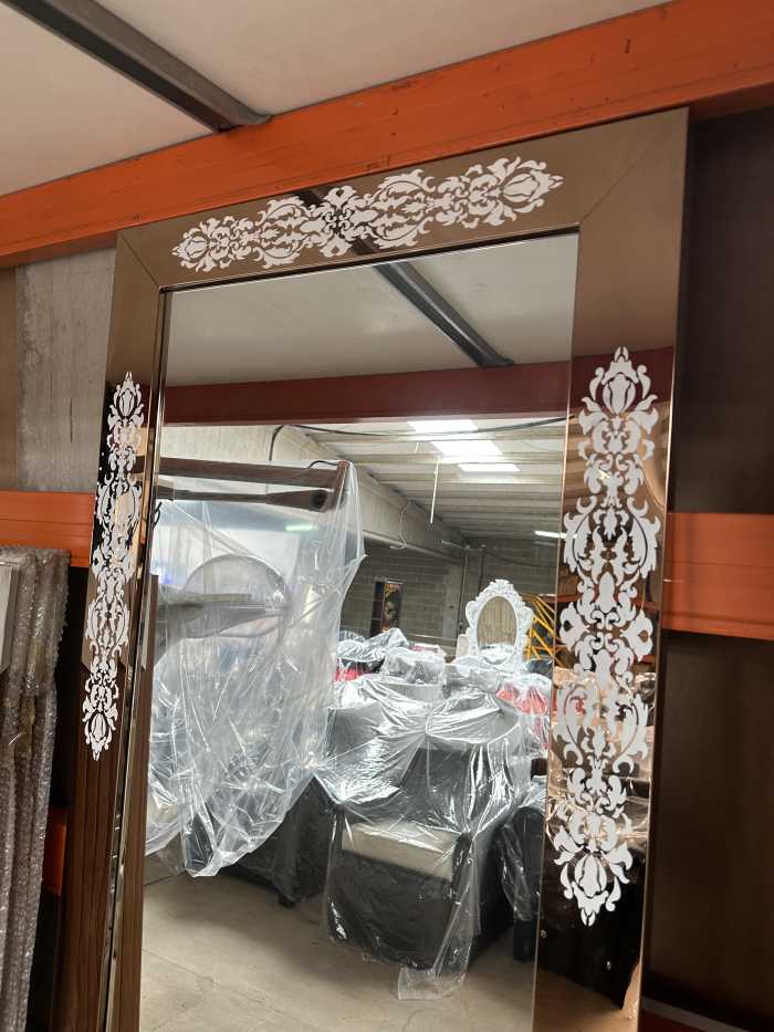 ESPEJO COBRE CON DETALLES BLANCOS REF.43 - QrBox.es