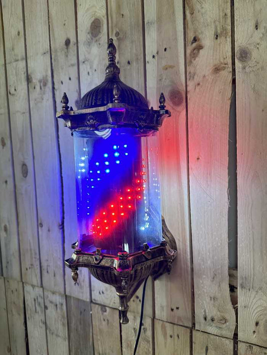 POSTE POLO BARBERIA DORADO LED GIRATORIO