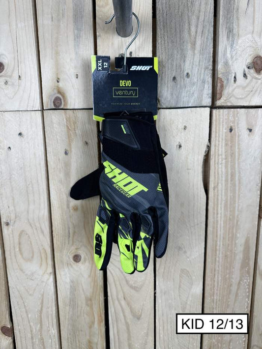 GUANTES SHOT 12/13 KID VENTURY GREY NEON YLLW