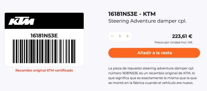 AMORTIGUADOR ORIGINAL WP KTM 1290 SADV R