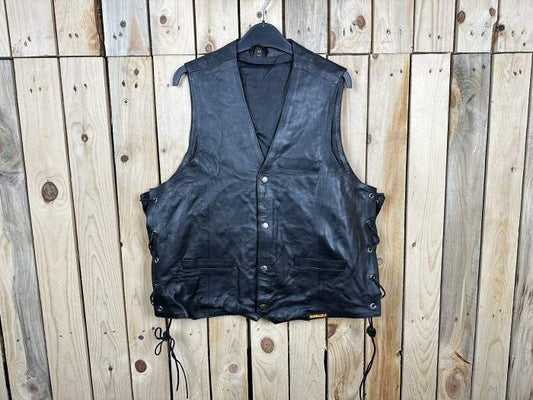CHALECO T-L DE MOTO GARIBALDI CUERO NEGRO 52