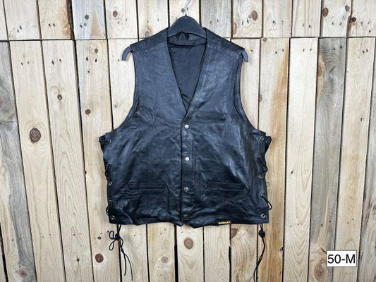 CHALECO T-M DE MOTO GARIBALDI CUERO NEGRO