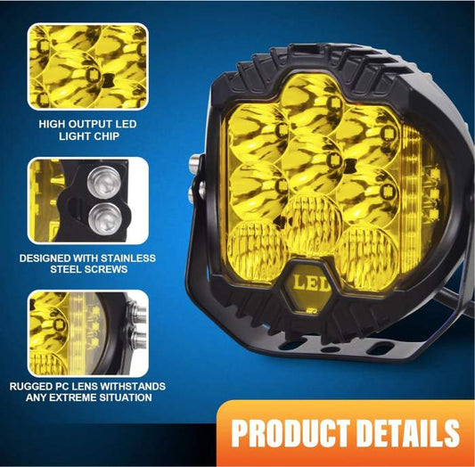 2 FAROS LED REDONDOS 3 PULGADAS 50W 3000K