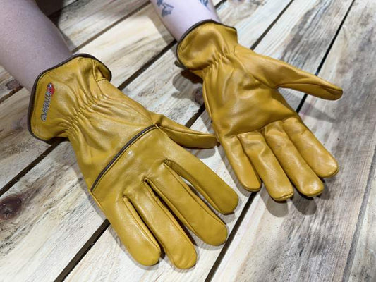 GUANTES T-M DE MOTO GARIBALDI CUERO AMARILLO