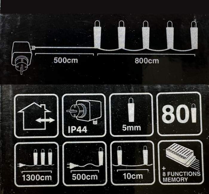 GUIRNALDA NAVIDEÑA 80 LED BLANCO FRÍO – 13M