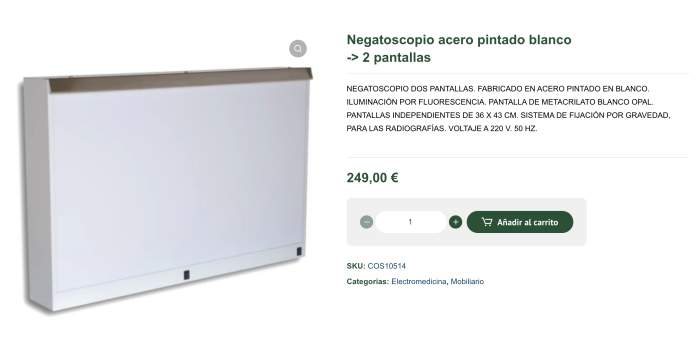 NEGATOSCOPIO 2 PANTALLAS ACERO BLANCO