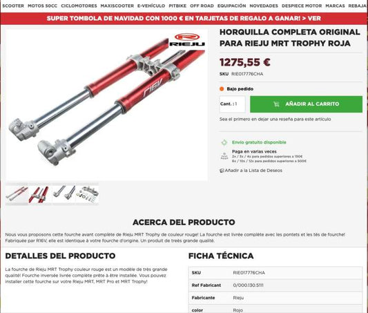HORQUILLA/BARRAS R16V RIEJU MRT TROPHY