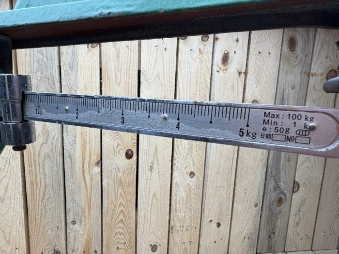 BASCULA ANTIGUA HIERRO COLADO VERDE 100KG