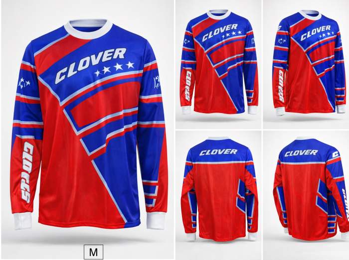 Camiseta T-M De Moto Clover Rojo/Azul