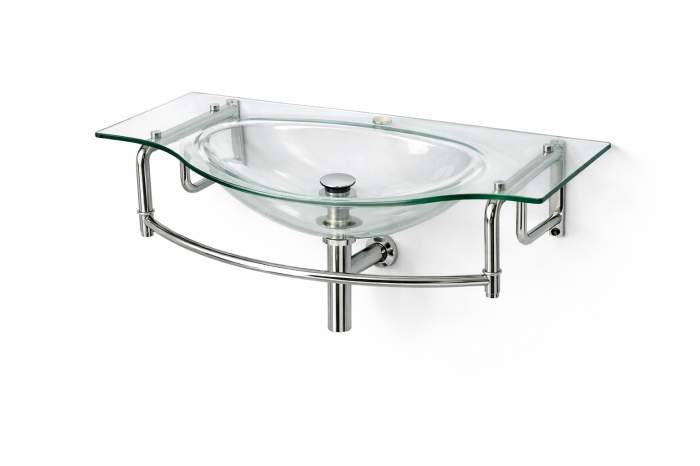 PICA LAVAMANOS CRISTAL 95CM CON SOPORTES - QrBox.es