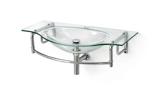 PICA LAVAMANOS CRISTAL 95CM CON SOPORTES - QrBox.es