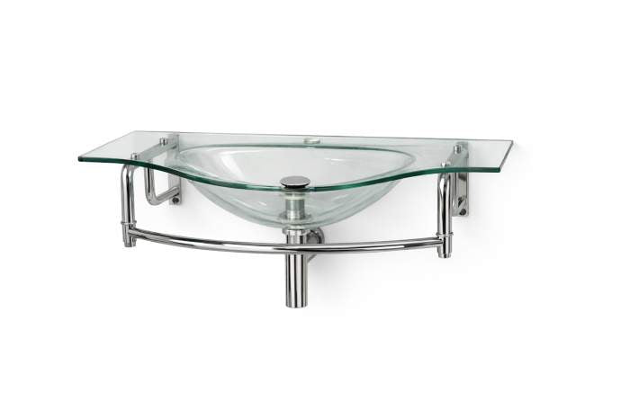 PICA LAVAMANOS CRISTAL 95CM CON SOPORTES - QrBox.es
