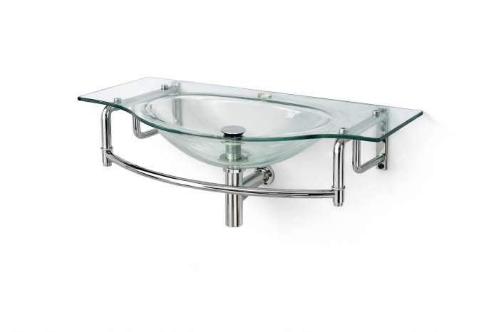 PICA LAVAMANOS CRISTAL 95CM CON SOPORTES - QrBox.es