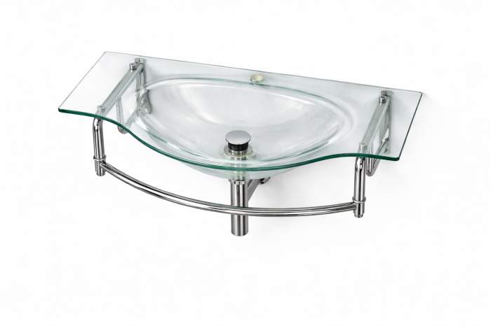 PICA LAVAMANOS CRISTAL 95CM CON SOPORTES - QrBox.es