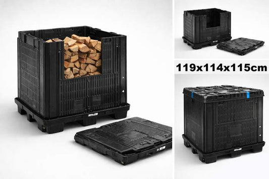 PALET BOX LEÑERO PLEGABLE 114×119×115 CM