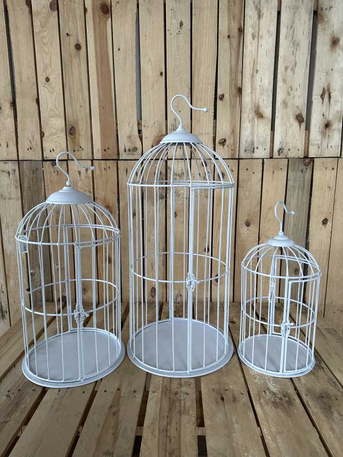 SET 3 JAULAS DECORACION BLANCAS - QrBox.es