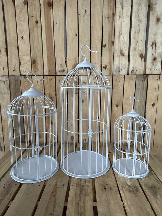 SET 3 JAULAS DECORACION BLANCAS - QrBox.es
