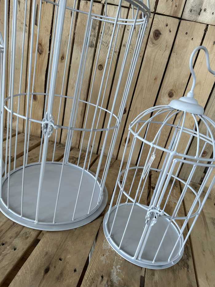 SET 3 JAULAS DECORACION BLANCAS - QrBox.es