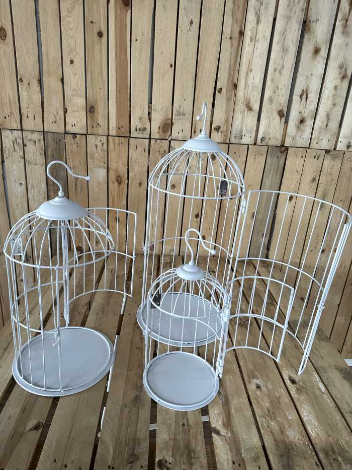 SET 3 JAULAS DECORACION BLANCAS - QrBox.es