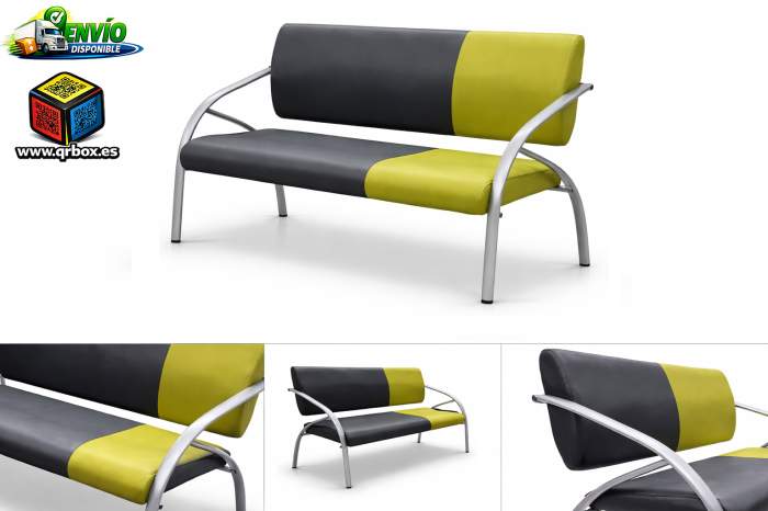 SOFA DE ESPERA MODELO 601 VERDE/NEGRO - QrBox.es
