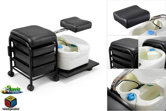 TABURETE CON BANDEJAS Y MAQUINA DE PEDICURA - QrBox.es