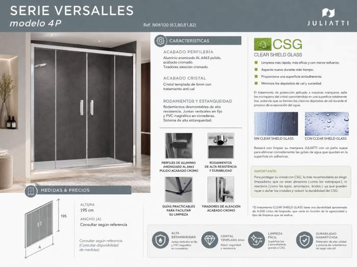 MAMPARA VERSALLES 4P 195 X 190 - 184 CM - QrBox.es