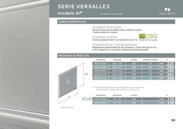 MAMPARA VERSALLES 4P 195 X 190 - 184 CM