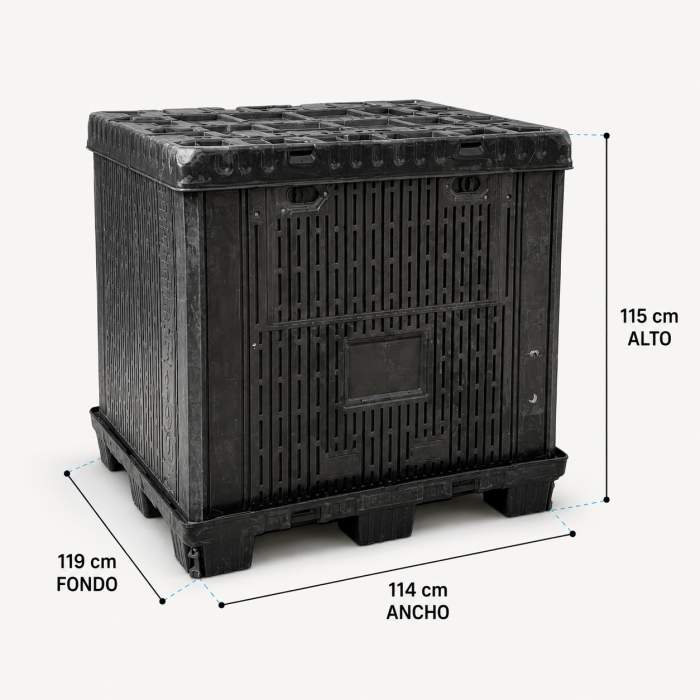 PALLET BOX PLEGABLE INDUSTRIAL 114×119×115 CM