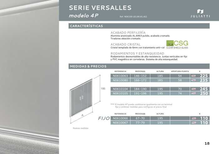 MAMPARA VERSALLES 4P 195 X 190 - 184 CM