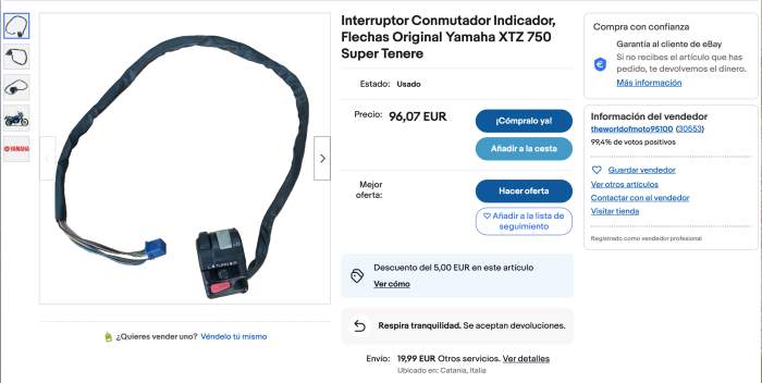 INTERRUPTOR ORIGINAL YAMAHA XTZ 750